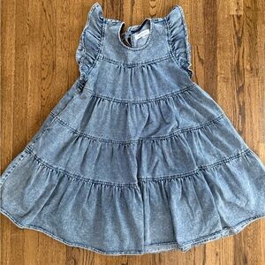 Elegant Ruffled Denim Midi Dress